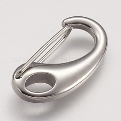 変色しにくい304ステンレススチール製プッシュゲートスナップキーチェーン留め具  ステンレス鋼色  40x19x8mm  穴：5x8mm&nbsp;STAS-F083-02P