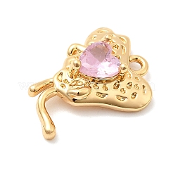 Brass Micro Pave Cubic Zirconia Pendants&nbsp;KK-F916-19G