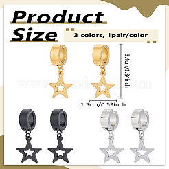 6Pcs 3 Colors 204 Stailess Steel Cuff Earrings&nbsp;EJEW-LP0007-057
