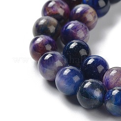 天然レインボータイガーアイビーズ連売り  染め  ラウンド  ブルー  6mm  穴：1mm  約62~63個/連  15.20''~15.59''（38.6~39.6センチメートル）&nbsp;G-NH0002-A01-A03
