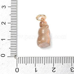 真鍮製エナメルペンダント  ゴールドカラー  クマのチャーム  17x8.5x7mm  穴：4mm&nbsp;KK-CBAE20A-01L-G