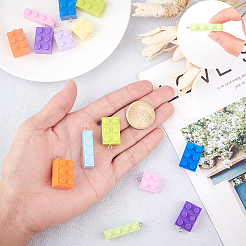 DIYダングルピアス作成キット  プラスチック製ビルディングブロックペンダントとプラチナメッキ真鍮ピアスフック  ミックスカラー  ピアスフック：19mm  ピン：0.7mm  24個/セット&nbsp;DIY-SC0011-24P