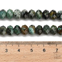 天然アフリカンターコイズ（ジャスパー）ビーズ連売り  多面カット  ロンデル  8x5.5mm  穴：1.2mm  約69個/連  15.16''（38.5センチメートル）&nbsp;G-Z111-A13-02