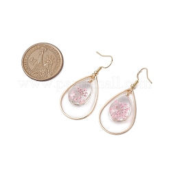ラークワーク ダングル イヤリング  真鍮のイヤリング付き  ティアドロップ  ミックスカラー  47x22mm  2ペア/セット&nbsp;EJEW-JE06060