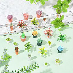 樹脂製の鉢植えの植物は装飾品を表示します  ミニチュア造花  ドールハウスの装飾のためのミニガーデン  ミックスカラー  11.5~33x8~27mm  30個/箱&nbsp;DIY-FG0003-04