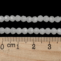 模造翡翠ガラスビーズスタンド  ファセット（32ファセット）  ラウンド  ホワイト  4mm  穴：0.7mm  約87~93個/連  32~33cm&nbsp;EGLA-A035-J4mm-D05