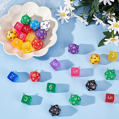 28個2スタイルアクリルパーツ  鉄のパーツと  サイコロ  ミックスカラー  27.5~28x20~21x16~20mm  穴：2mm  14個/スタイル&nbsp;OACR-PH0001-83