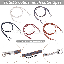 10Pcs 5 Colors Braided Leather Cords&nbsp;NCOR-SC0001-02