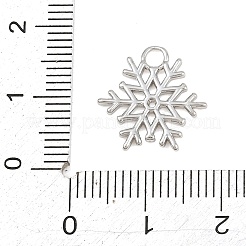 クリスマスの真鍮チャーム  スノーフレークチャーム  プラチナ  15x15x1.5mm  穴：2.5mm&nbsp;KK-CBA0565-08P