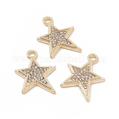 合金クリスタルラインストーンペンダント  スターのチャーム  ライトゴールド  19x15x2mm  穴：1.8mm&nbsp;FIND-C019-48KCG