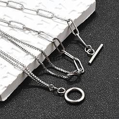 変色しない304ステンレススチールチェーンネックレス  トグル留め金付き  ステンレス鋼色  15.9インチ（40.5cm）&nbsp;X-NJEW-JN02767