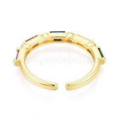 Brass Micro Pave Cubic Zirconia Cuff Rings for Women&nbsp;KK-T071-55G