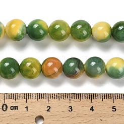 染め加工天然石瑪瑙ビーズ連売り  ラウンド  ツートン  きいろ  10~10.5mm  穴：1~1.2mm  約38個/連  14.76''（37.5センチメートル）&nbsp;G-G203-09G-10mm