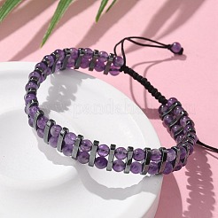 Natural Amethyst and Synthetic Hematite Adjustable Braided Bead Bracelets&nbsp;BJEW-H626-01-10