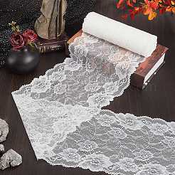 ポリエステルレーストリムリボン  衣服の縫製アクセサリー用  ホワイト  8-5/8インチ（218mm）&nbsp;OCOR-WH20006-33A