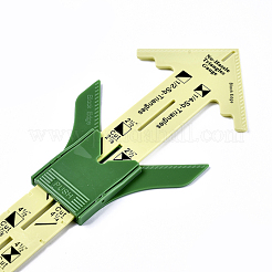 プラスチック5-in-1スライディングゲージ測定縫製定規ツール  黄緑  300x77x7mm&nbsp;TOOL-WH0121-05