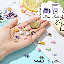 45色焼き付けペイント合金ビーズ9個  牛乳パック  ミックスカラー  9x8.5x5mm  穴：1.8mm  5個/カラー&nbsp;FIND-CJ0003-28
