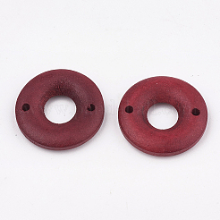 ナシの木のリンク  染め  ドーナツ  クリムゾン  20x4mm  穴：1.8mm&nbsp;LS-WOOD-T010-05C