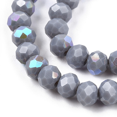 Electroplate Opaque Solid Color Glass Beads Strands&nbsp;EGLA-A034-P6mm-L23-1