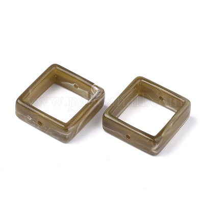 アクリルビーズフレーム  天然石風  長方形  ダークチソウ  28x27x9.5mm  穴：1.5mm  約160個/500g&nbsp;OACR-S021-13A-1