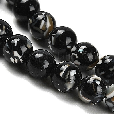 Assembled Synthetic Stone and Trochus Shell Beads Strands&nbsp;G-B128-08C-04-1