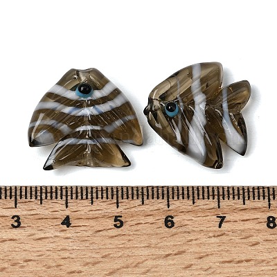 手作りランプワークビーズ  魚  コーヒー  22.5~23x20~21.5x7.5~8.5mm  穴：1.6mm&nbsp;LAMP-H073-01F-1