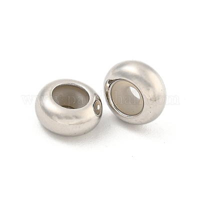 真鍮ビーズ  シリコーンと  ロンデル  プラチナ  8x4mm  穴：2mm&nbsp;KK-K382-14A-P-1