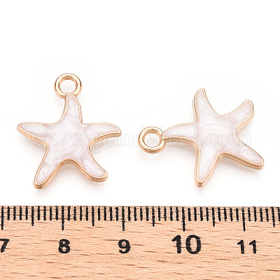 合金ペンダント  エナメル  ヒトデ  ライトゴールド  リネン  20x18x3mm  穴：2.5mm&nbsp;ENAM-S119-059D-1