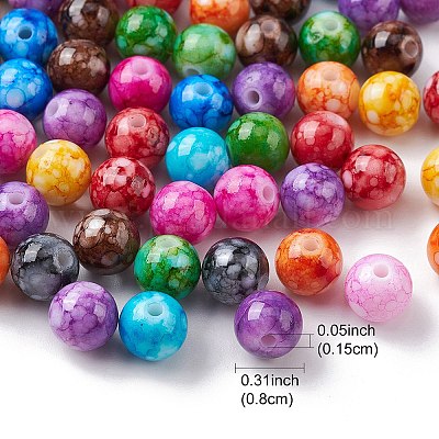 ベーキングペイント不透明アクリルビーズ  ラウンド  ミックスカラー  8mm  穴：1.5mm&nbsp;MACR-YW0002-89-1