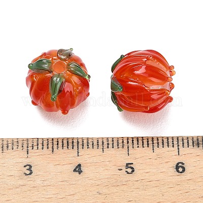 手作りランプワークビーズ  チューリップ  レッド  13~14.5x13.5mm  穴：1.4mm&nbsp;LAMP-F041-02-A03-1