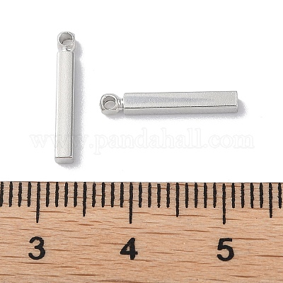真鍮チャーム  長方形  プラチナ  15x2x2mm  穴：1.2mm&nbsp;FIND-E042-06P-1
