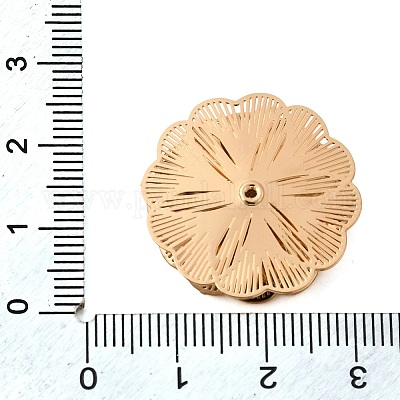 真鍮製ビーズキャップ  花  ゴールドカラー  24.5x5mm  穴：1mm&nbsp;KK-C167-03E-G-1
