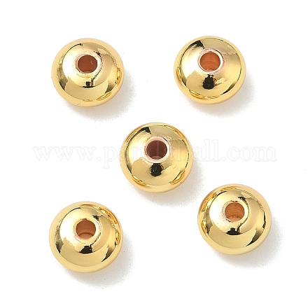 真鍮ビーズ  ロンデル  ラックめっき  カドミウムフリー＆鉛フリー  18KGP本金メッキ  7x4mm  穴：1.6mm&nbsp;KK-I476-30C-G-1