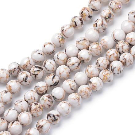 Assembled Synthetic Turquoise and Shell Beads Strands&nbsp;G-S212-4mm-02-1