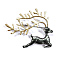 Christmas Theme Golden Alloy Rhinestone Brooch Pin, Colorful, Deer