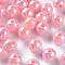 Opaque Acrylic Beads, AB Color Plated, Round, Pearl Pink, 10x9mm, Hole: 2mm, about 940pcs/500g