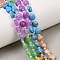 Dyed Natural White Jade & Synthetic Turquoise & Shoushan Stone & Red Netstone Beads Strands, Flat Round, Faceted Coin Beads, with Seed Beads, 6~6.7x4~4.3mm, Hole: 1.1~1.3mm, about 46pcs/strand, 15.16''(38.5cm)