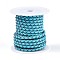 Hollow Braided Cowhide Leather Cord, Leather Rope String for Bracelets, Round, Deep Sky Blue, 4mm, about 5.46 yards(5m)/roll