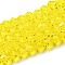 Transparent Glass Beads Strands, Faceted, Bicone, Yellow, 6x6mm, Hole: 1mm, about 45~47pcs/strand, 9.65~9.84 inch(24.5~25cm)