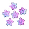 Transparent Spray Paint Glass Beads, Flower, Purple, 15.5x16x3.5mm, Hole: 1.8mm