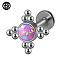 G23 Titanium Threadless Labrets, with Imitation Opal, Stainless Steel Color, Rhombus, 6mm, Pin: 1.2mm