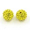 Grade A Rhinestone Polymer Clay Pave Disco Ball Beads for Bling Jewelry Making, Round, Citrine, PP14(2~2.1mm), 10mm, Hole: 1.2~1.7mm