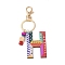 Wood Keychain, with Dye & Iron Key Ring, Letter H, 11.6~12.1cm.