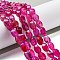 Natural Dragon Veins Agate Beads Strands, Dyed & Heated, Twist, Deep Pink, 12x8x8mm, Hole: 1.2mm, about 33pcs/strand, 16.34''(41.5cm)