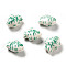 Handmade Printed Porcelain Beads, Hand Painted Ceramic Beads, Fish, Green, 14.5~15x11.5~12x7~7.5mm, Hole: 1.6mm