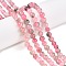 Dyed Natural White Jade Beads Strands, Two Tone, Round, Hot Pink, 6x6mm, Hole: 0.9mm, about 61~65pcs/strand, 14.65~15.2''(37.2~38cm)