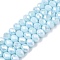 Electroplate Glass Beads Strands, Opaque Solid Color, AB Color Plated, Faceted, Rondelle, Light Sky Blue, 8x6mm, Hole: 1mm, about 60~62pcs/strand, 39~40cm