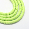Handmade Polymer Clay Beads, Disc/Flat Round, Heishi Beads, Light Green, 8x0.5~1mm, Hole: 2mm, about 380~400pcs/strand, 17.7 inch