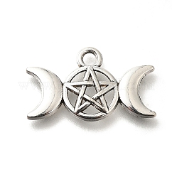 Tibetan Style Alloy Charms, Cadmium Free & Lead Free, Triple Goddess Pentagram, Antique Silver, 13x22x2mm, Hole: 2mm, about 769pcs/500g