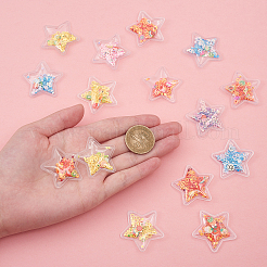 50Pcs 5 Colors Quicksand Sequin Plastic Cabochons&nbsp;KY-CJ0001-39
